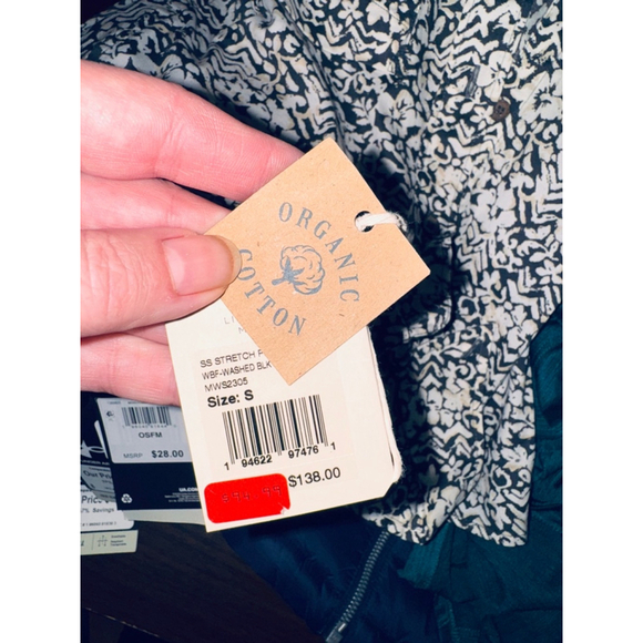 Men's Faherty playa stretch hemp Shirt, Size S, Black and White - Picture 4 of 4